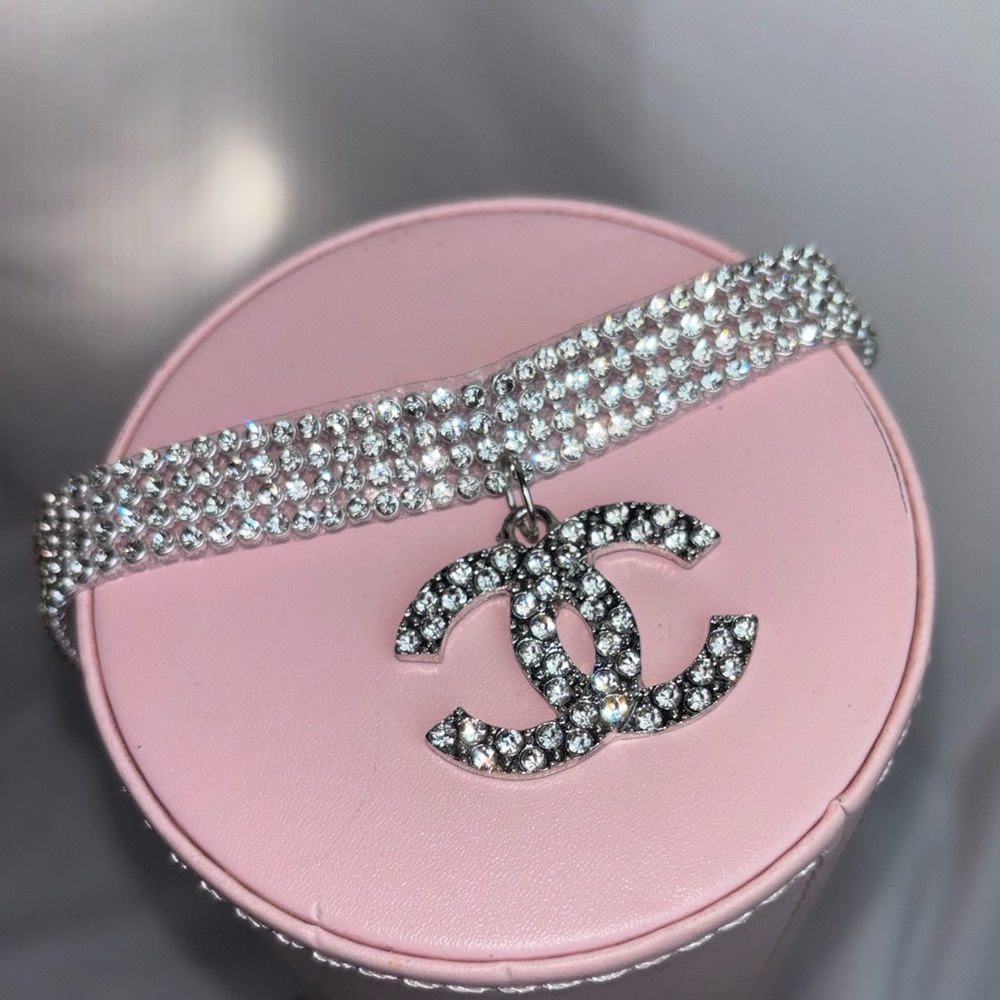 Rhinestone Silver Crystal Pendant Choker New! - Picture 8 of 8